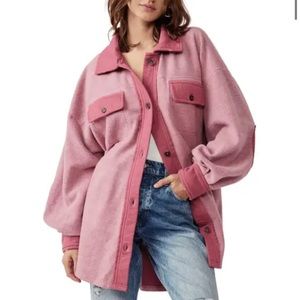 FREE PEOPLE Ruby Fleece Shirt Jacket Shacket Sweetheart💗 Pink XS S L XL NWT